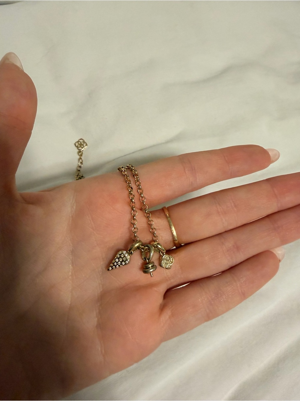 Kendra Scott Gold Charm Necklace with Pavé Heart and Disc
